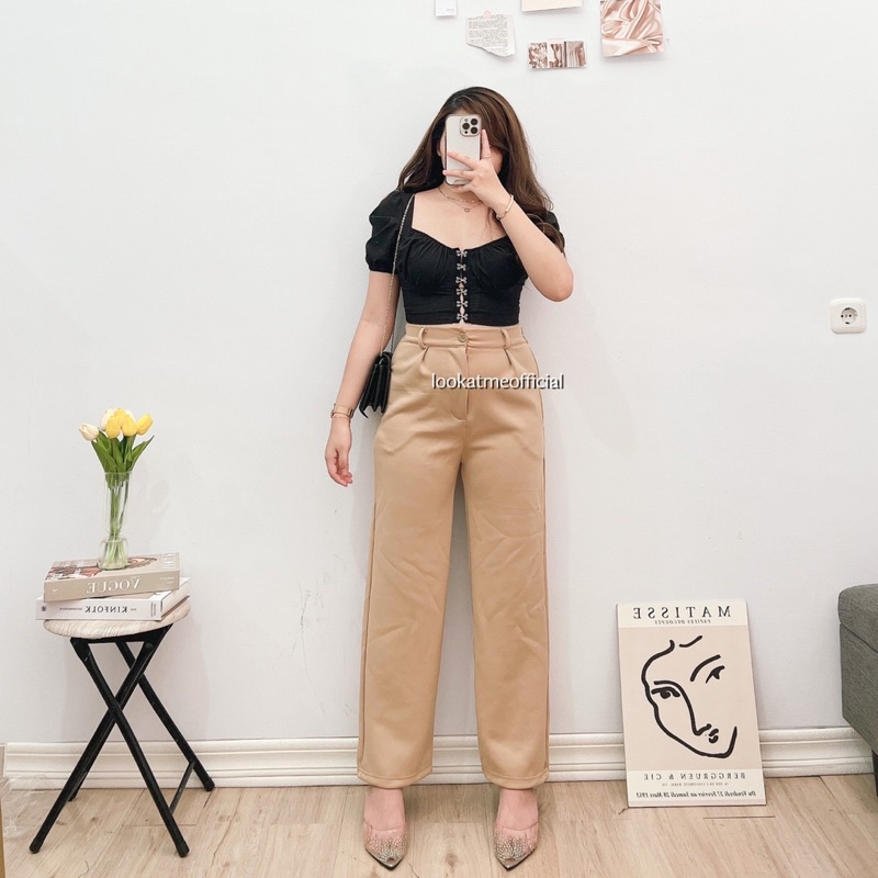 lookatmeofficial • Celana Kulot Basic Highwaist Emily Cullote Pants Bahan Scuba Premium