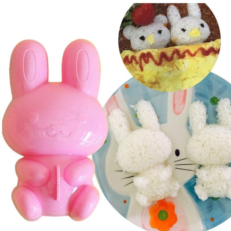 Set Isi 3 Cetakan Nasi Kelinci - Cetakan Nasi Bento Kelinci - Rabbit Mold - Cetakan Bekal Bento Anak - Cetakan Nasi Bentuk Bunny Lucu - Cetakan Nasi Bungkusan