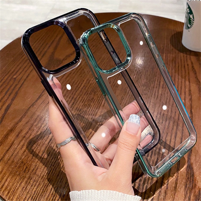 Hard Case Transparan Electroplating Anti Jatuh Untuk iPhone 11 12 13 12 pro max 13 pro max 11 promax 13 pro 11pro X XS XR XS MAX