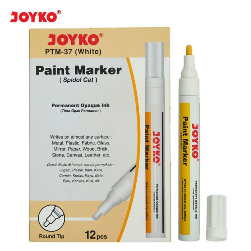 

Paint Marker Spidol Putih Cat Permanent Joyko PTM-37 White