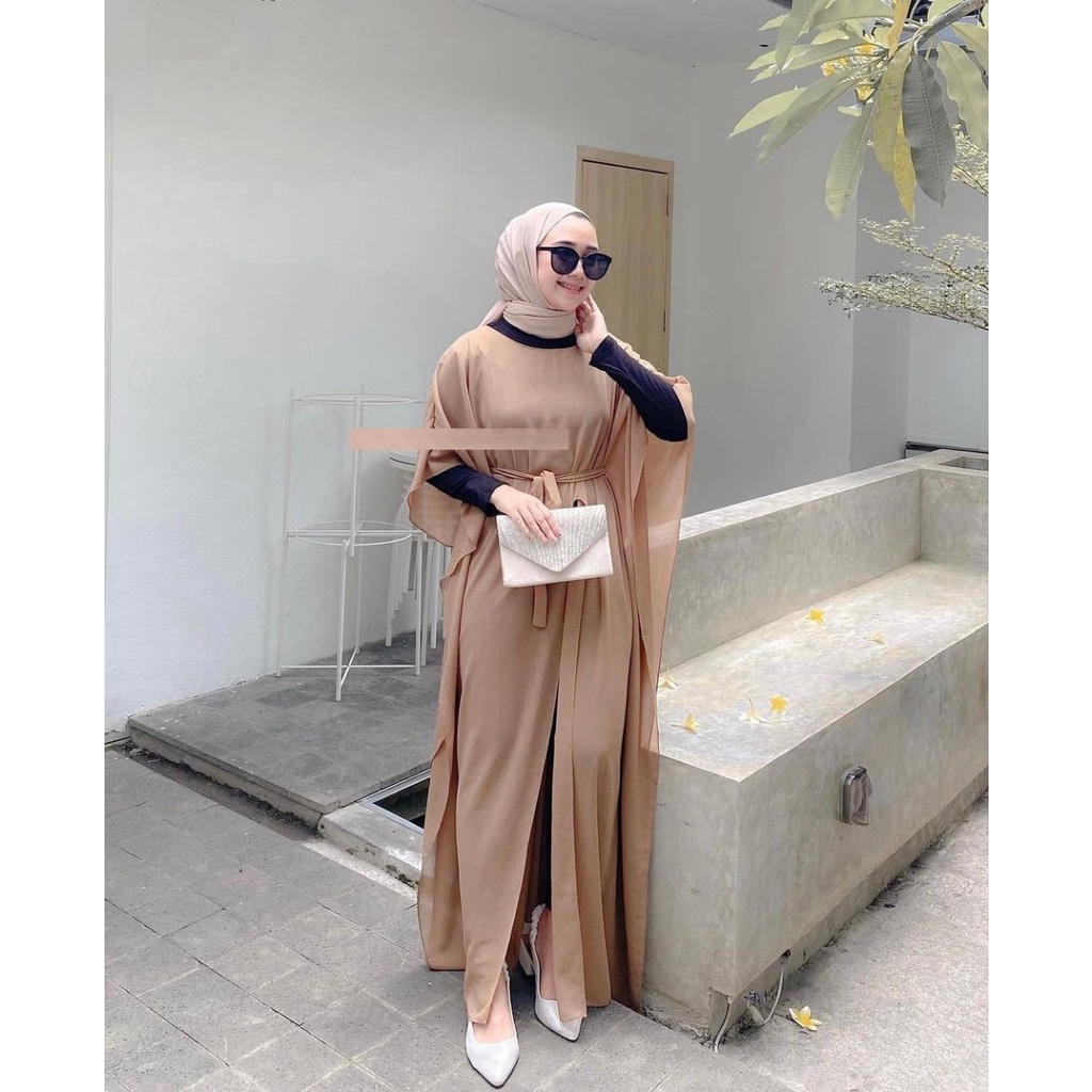 Karina Long Outer Wanita Polos Bahan Ceruty / Outer Panjang Wanita