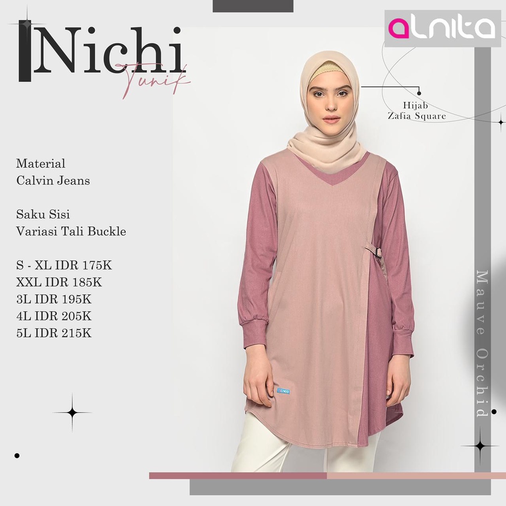 Alnita tunik Nichi Tunik bahan Calvin Jeans Model terbaru