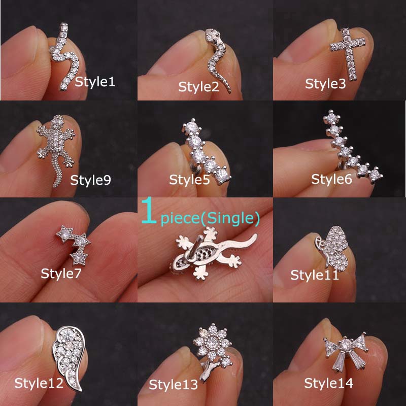 1piece Stainless Steel Earrings Stud 6mm Helix Cartilage Earrings Pinna Daith Tragus Piercing 20G