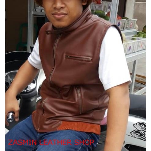 Rompi Kulit Asli Bikers. Vest Genuine Leather Bikers CRAFT 006