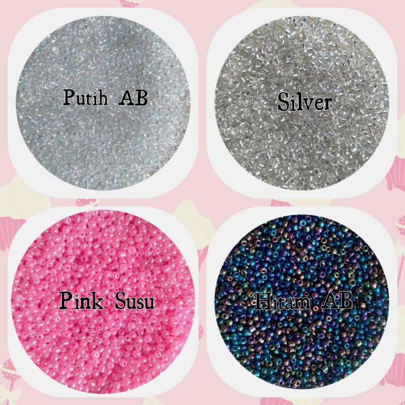 Manik Mote  Payet Pasir Pelangi &amp; Lined  Ukura 8/0 - 3mm - 10 Gram