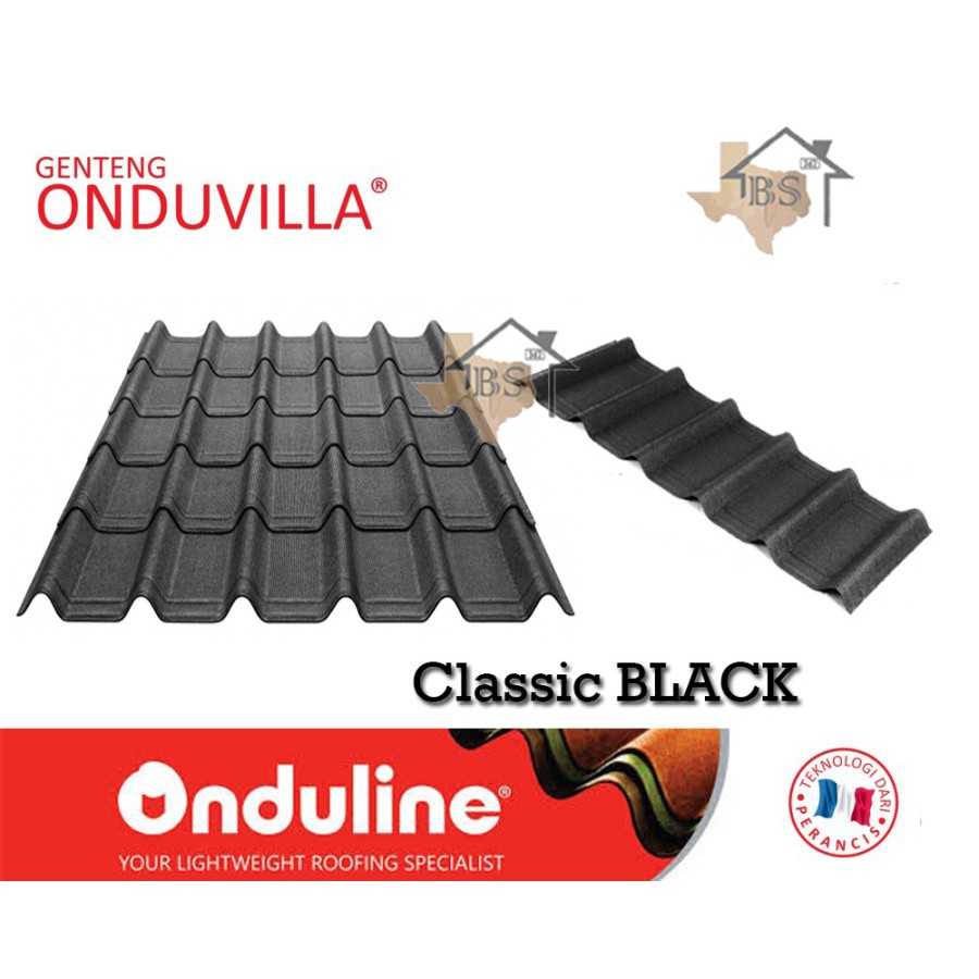 GENTENG ONDUVILLA CLASSIC BLACK ATAP SIRAP BITUMEN 1060MM X 400MM