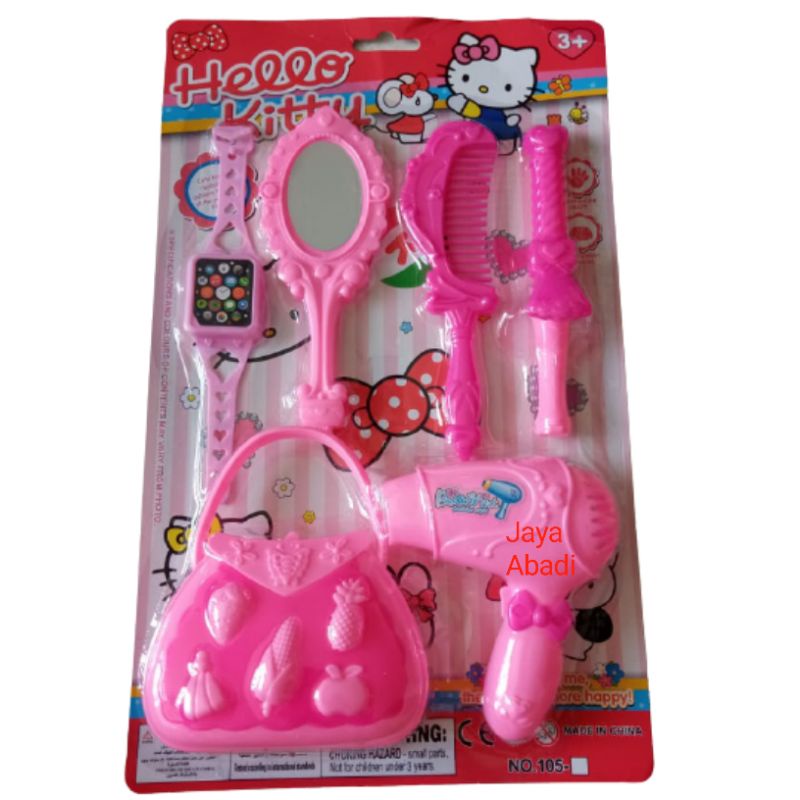 105- Mainan Alat salon anak anak Tas hairdryer sisir roll Catok Cermin Jam anak mainan 105