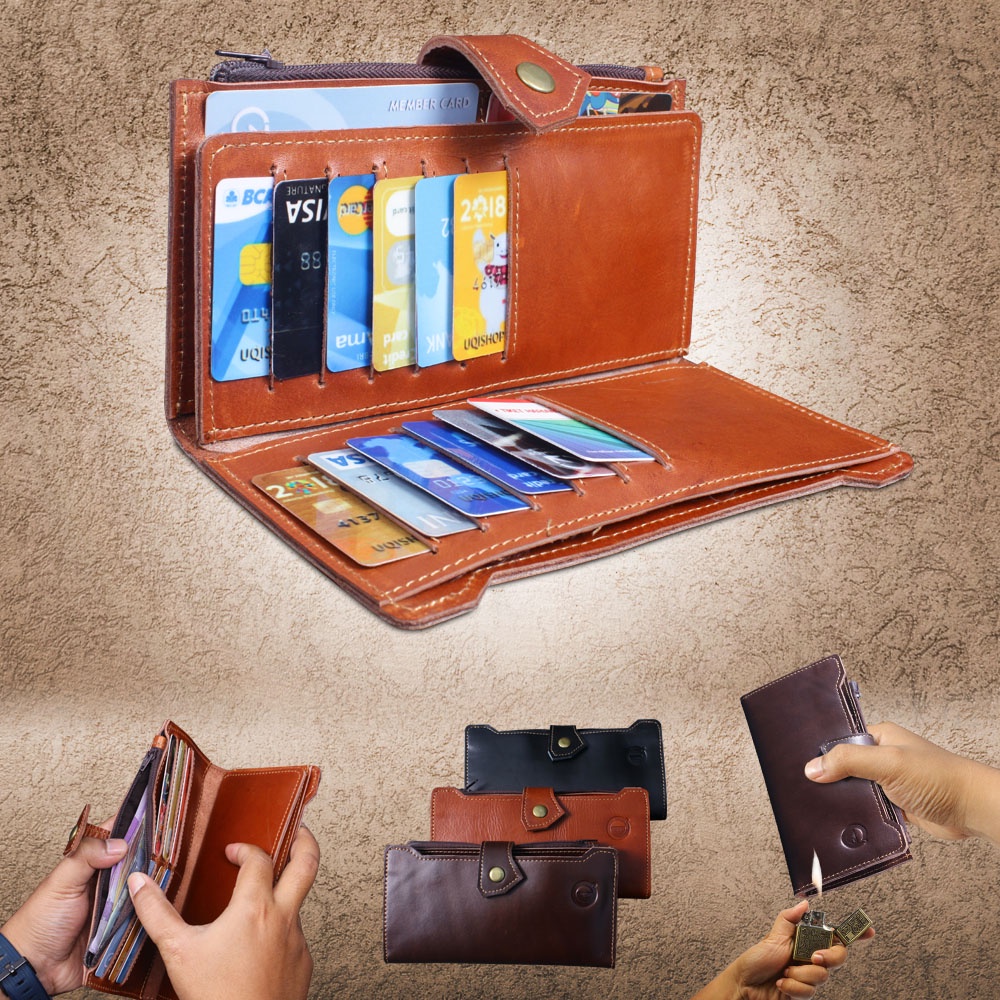 Dompet Kulit Pria Dompet Panjang Kartu Pria Lipat Kulit Sapi Asli Original F015 Dompet Pria Panjang Modern Compact GENUINE LEATHER Card Wallet GARANSI ORIGINAL