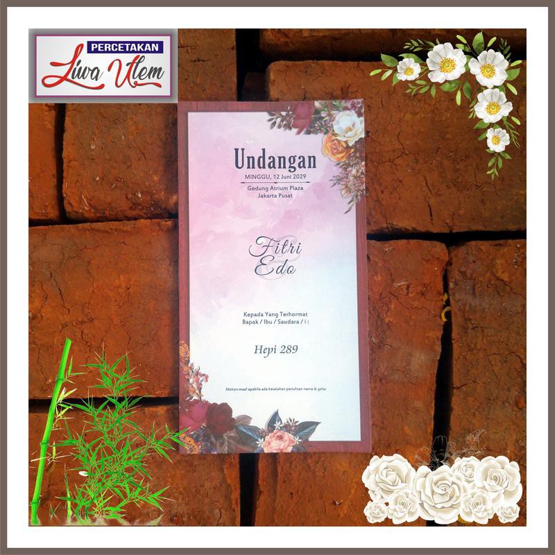 Undangan Nikah bunga Merah Plus Denah Label