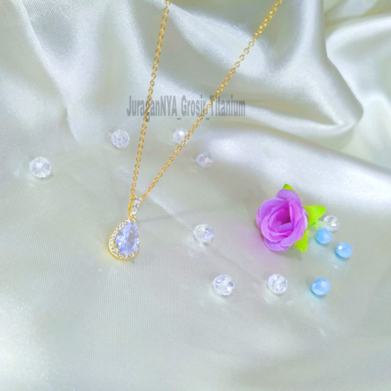 Kalung Titanium Elegant Tetes Full Mata Super Cantik Anti Karat