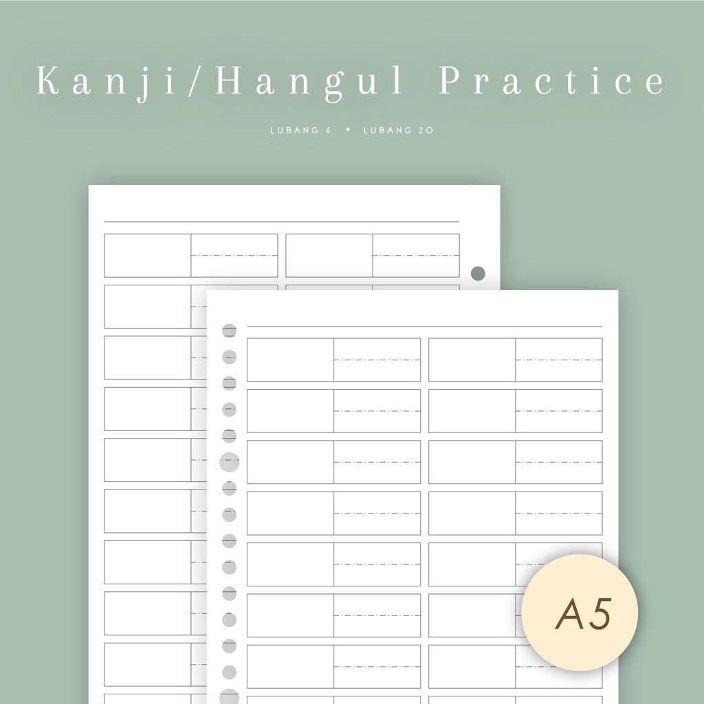 

A5 - Loose Leaf Kanji and Hangul Practice by Notokata - 8024