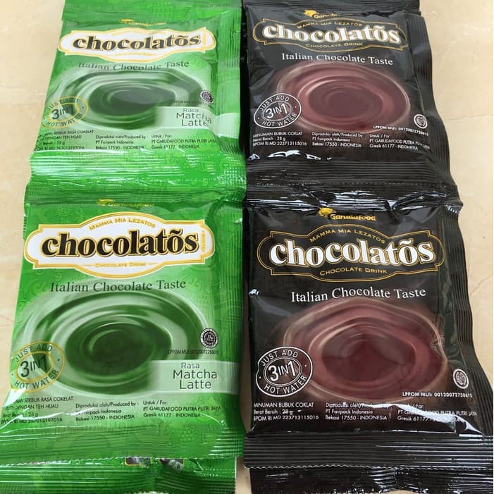 Chocolatos Drink Chocolate Matcha Latte Sachet 1 Renceng Isi 10 Pcs