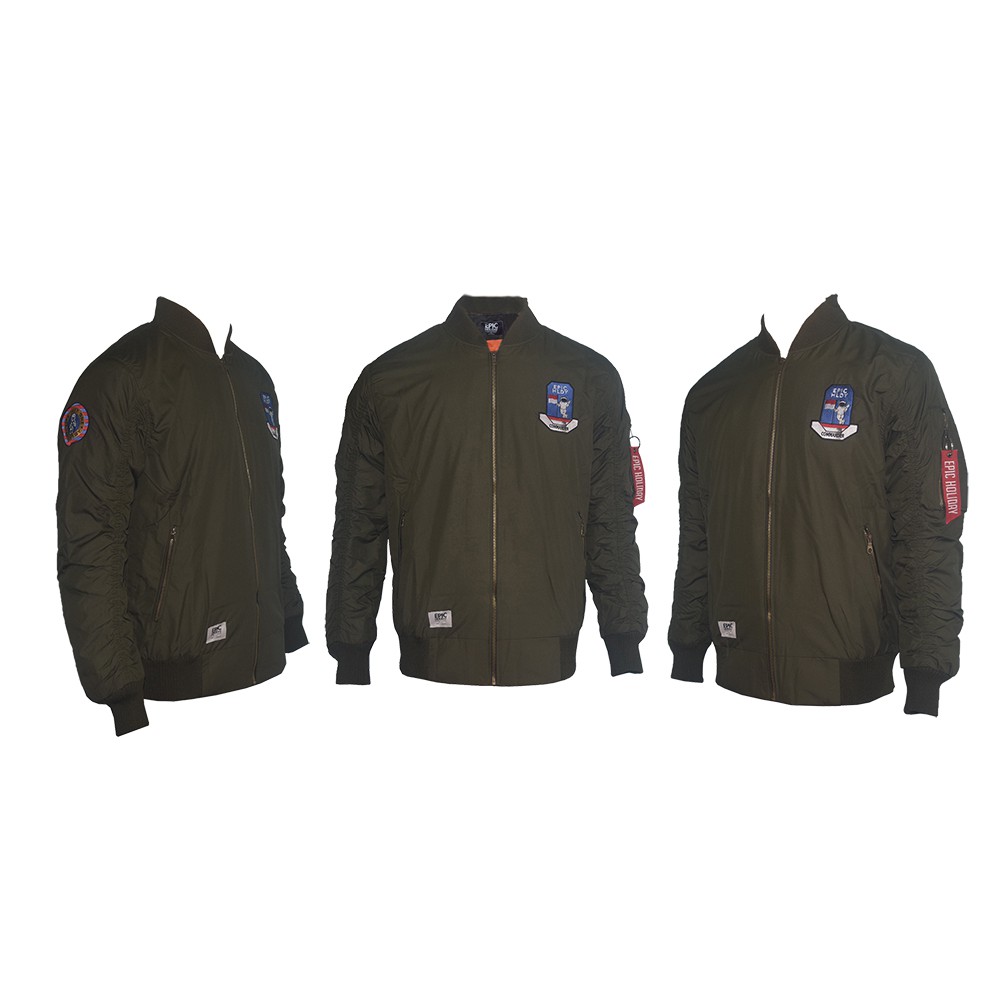 JAKET BOMBER PRIA JAKET PILOT JAKET DISTRO EPIC HOLIDAY ORIGINAL TERBARU WARNA HIJAU ARMY