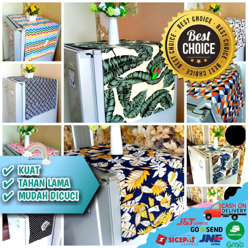 TAPLAK KULKAS 1 PINTU KAIN KANVAS MOTIF SET COVER SARUNG TUTUP ALAS KULKAS MURAH