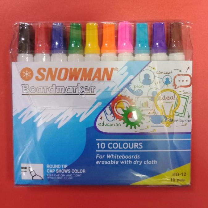 

Office & Stationery | Alat Tulis | Spidol Boardmarker Snowman 10 Warna | Best Seller