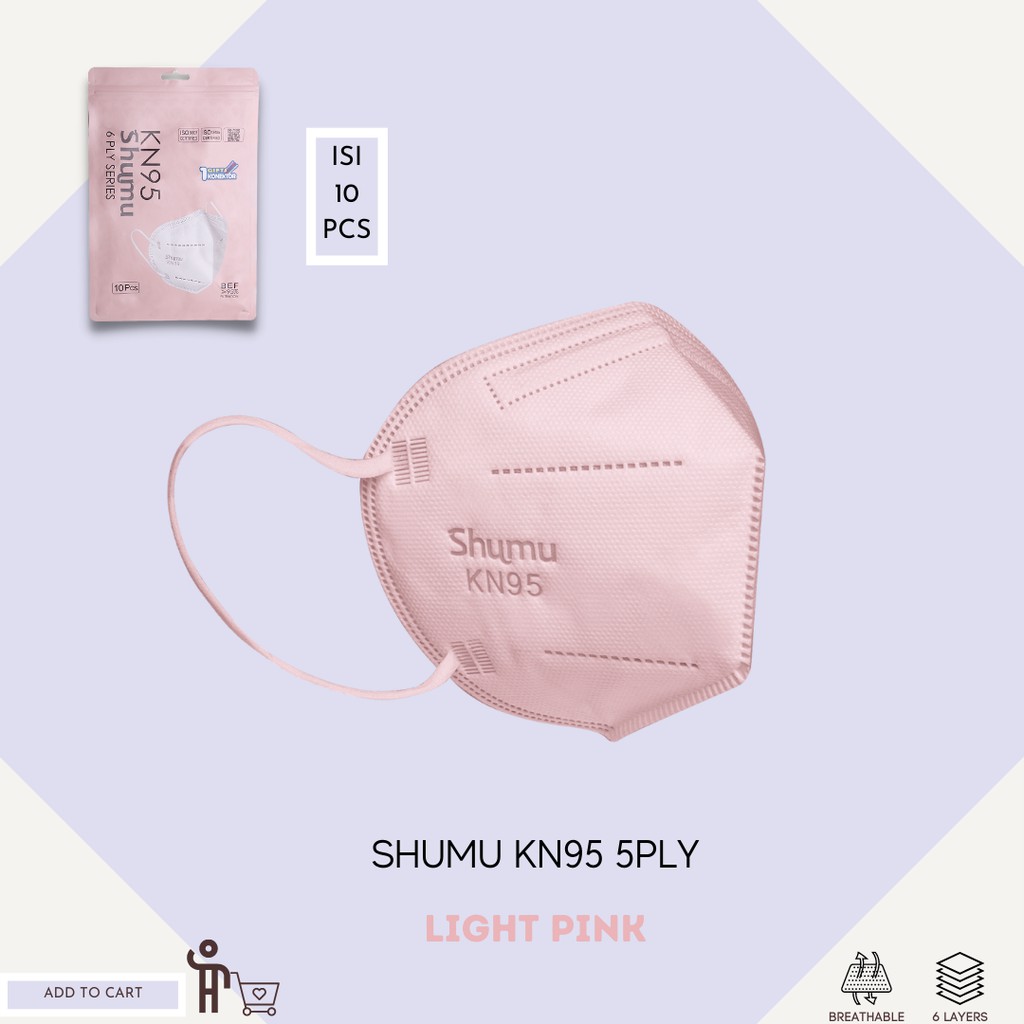 GRATIS KONEKTOR HIJAB Masker Mulut SHUMU KN95 6Ply Isi 10Pcs Zipped Lock Steril