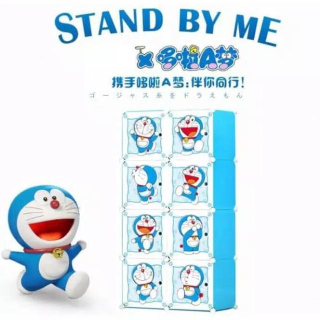 Lemari Plastik Rakit Baju Anak/Rak Kabinet Multifungsi 8 Pintu/Kotak/Susun Hello Kitty Doraemon