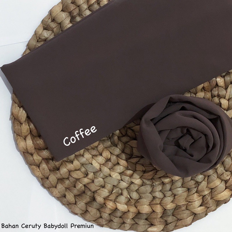 PASHMINA CERUTY BABYDOLL PREMIUM JAHIT TEPI Hijab Jilbab-Coffee