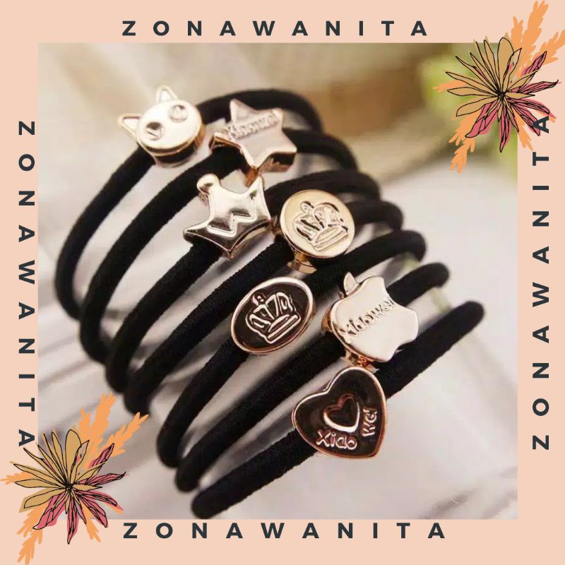 Ikat Rambut Kore Polos Hitam / Gelang Karet Elastis / Kunciran Rambut / Tali Rambut Fashion Korea