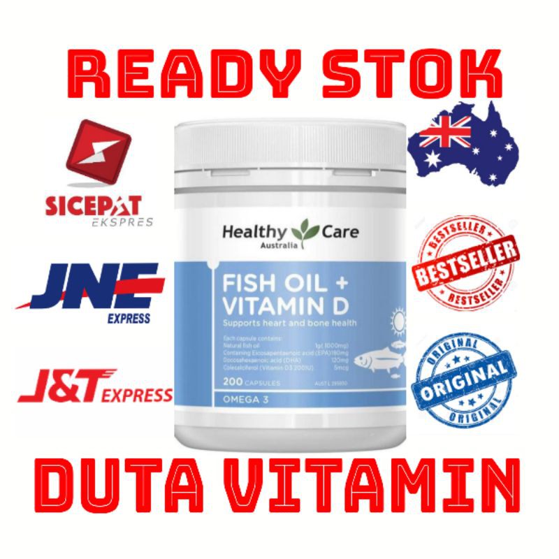 Jual Healthy care fish oil + VITAMIN D isi 200 capsul Shopee Indonesia
