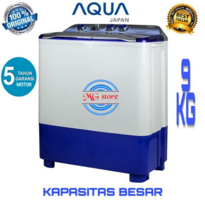 MESIN CUCI 2 TABUNG AQUA 9 KG TWIN TUB QW-980XT