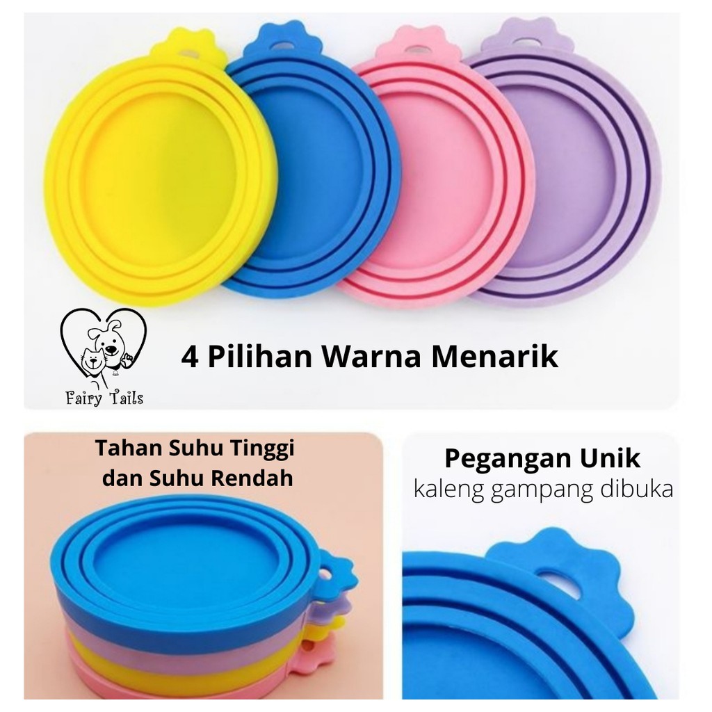 Tutup Kaleng Makanan Basah Untuk Kucing dan Anjing Bahan Silikon / Can Cover Silicone Can Lids for Pet Canned Wet Food Fit 3 Standard Size BPA Free