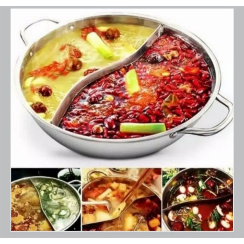 Panci Hot Pot Sekat 2/ Panci Shabu Sekat 28cm Sekat 2