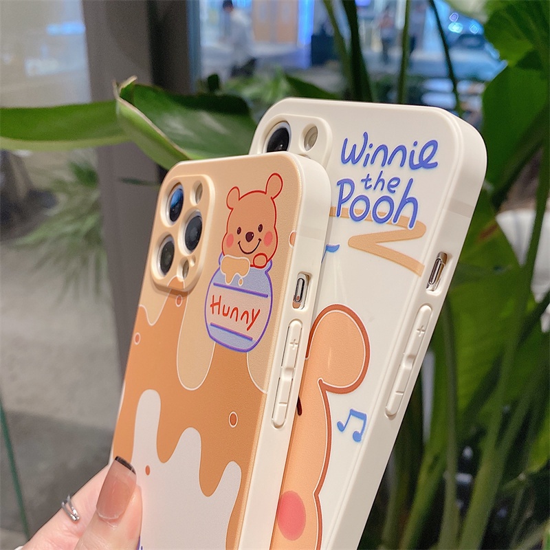 Straight side Pooh case iphone for iphone 13 12 11 pro max X Xs max XR 7 8 plus se2020 side pattern all-inclusive soft shell protective cover