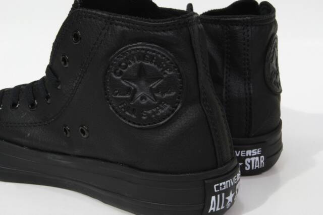 [COD] GRADE ORIGINAL! Sepatu Converse Kulit High - Full Hitam (free box)