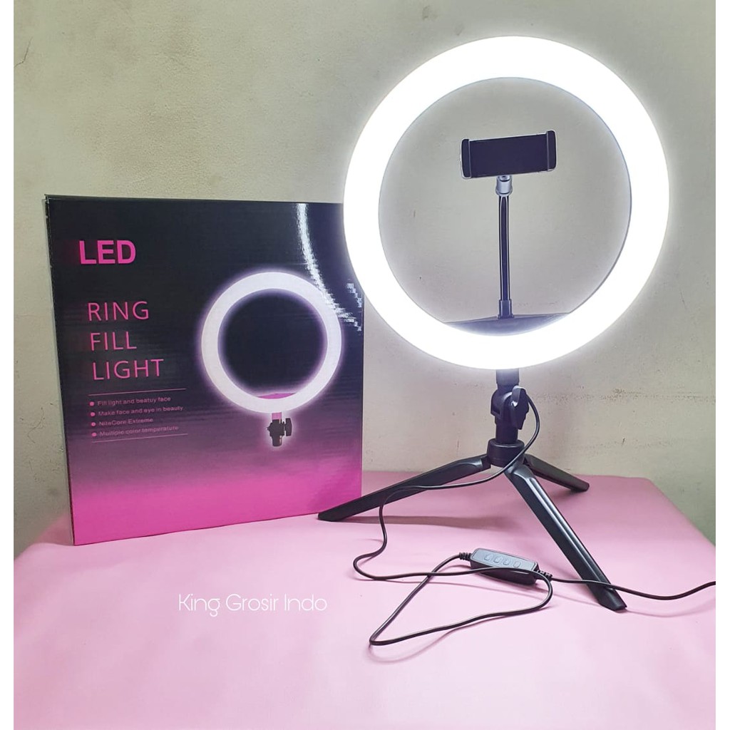 Ring Fill Light 26 CM / Lampu Selfie Studio Photo Plus Tripod Pendek 25