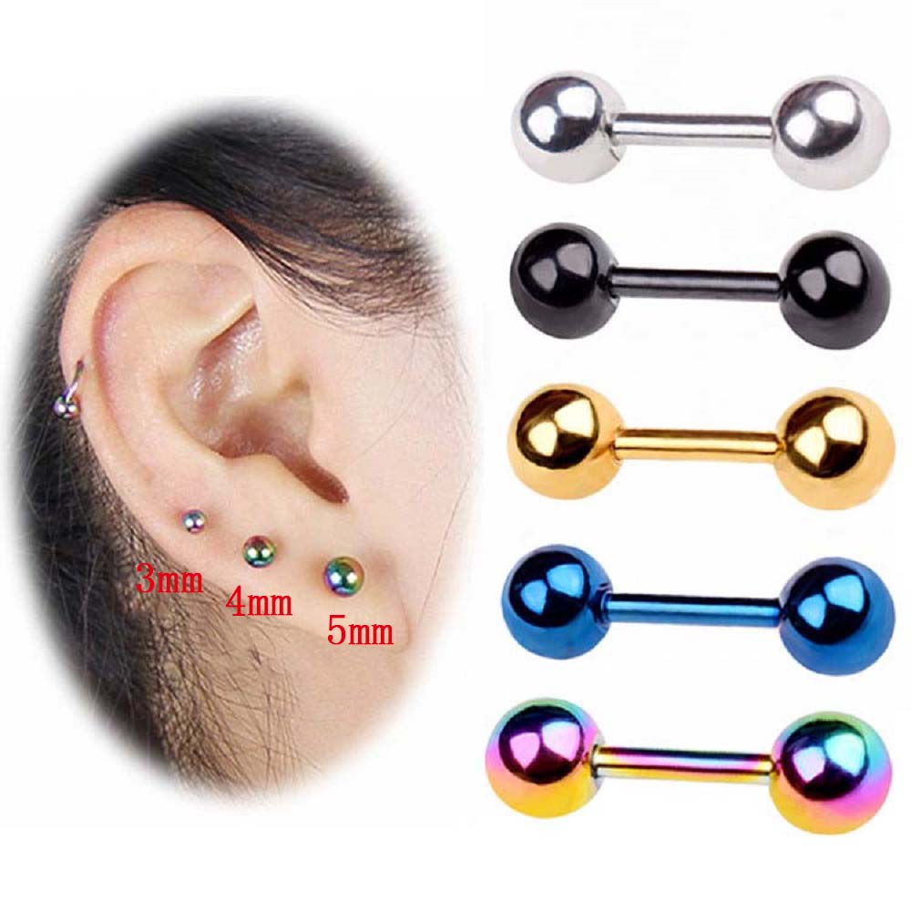 Mxbeauty Anting Stud Bentuk Barbel Bulat Bahan Stainless Steel Warna-Warni Untuk Unisex