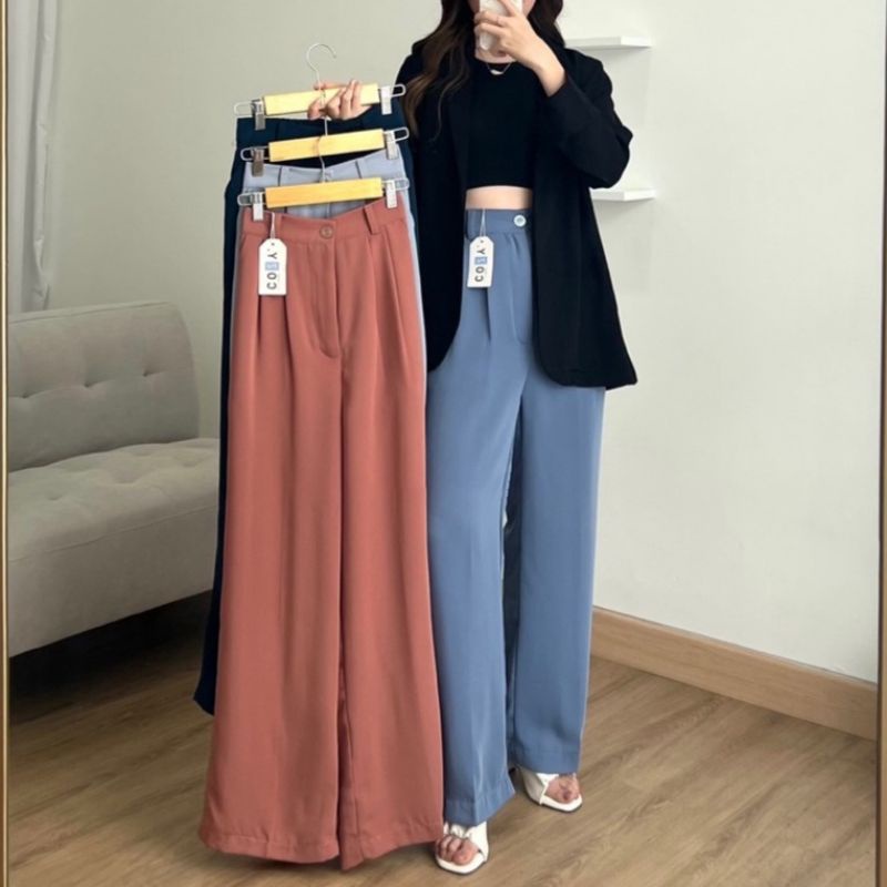 Meira Pants Loose Pants Trousers Wanita [versi kain TEBAL] Anti Lecek - Celana Anti Kusut - Celana Kulot Wanita - Celana Kantor Wanita