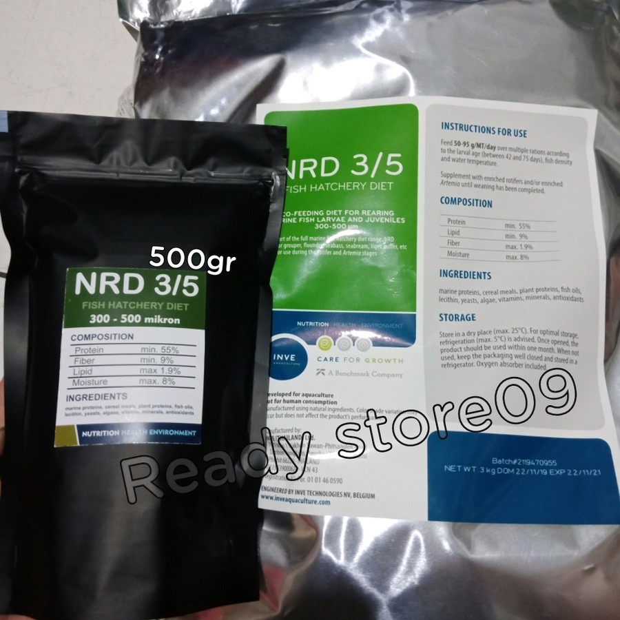 Pelet NRD 3/5 300-500 micron 500gram 500gr nrd 300-500micron original