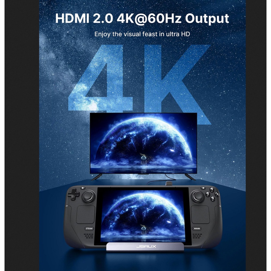 JSAUX 6 in 1 Steam Deck Docking Station USB C Dock for Steam Deck Ipad