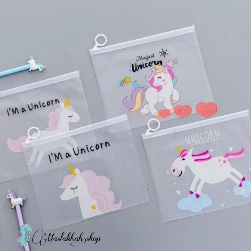 

TAS KOSMETIK TRANSPARAN POUCH MAKE UP MOTIF UNICORN PINK PANTHER