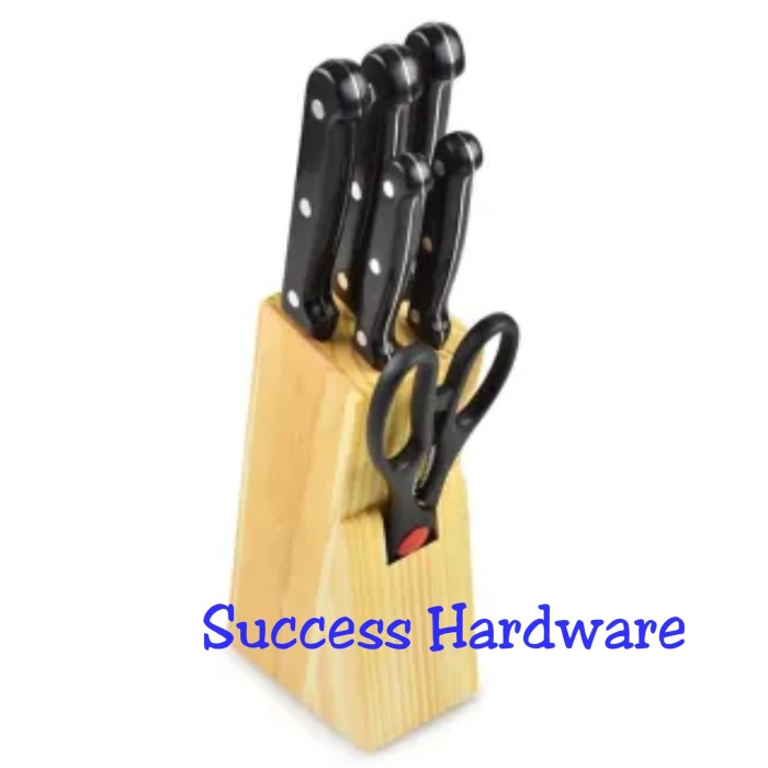 KRISCHEF KNIFE BLOCK BLACK SET 7 PCS/SET PISAU BLOK 7PCS - HITAM