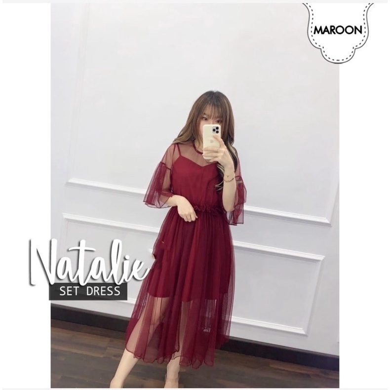 NATALIE SET PARTY DRESS / MIDI DRESS NATALIE CANTIK / DRESS WANITA MODEL BARU / FASHION WANITA KEKINIAN / DRESS WANITA MURAH