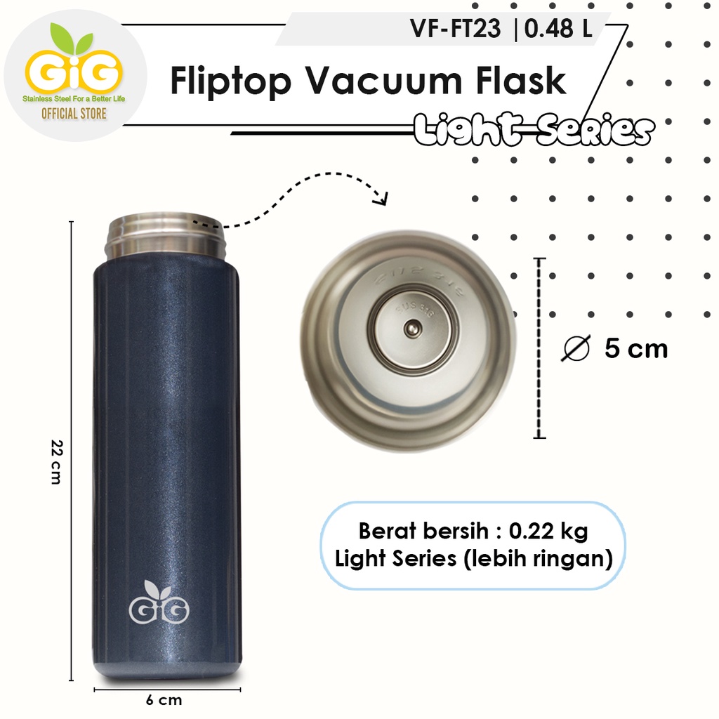 Termos GIG Baby Fliptop Vacuum Flask 480ml - VF-FT23/Tumbler / Stainless Steel