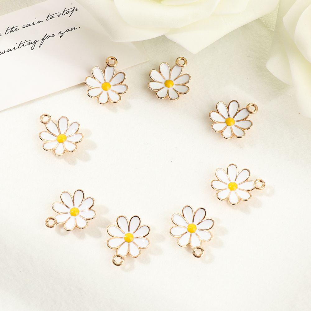 Lily Daisy Charm Alloy Enamel Gelang Charms Charm Manik Bunga Daisy