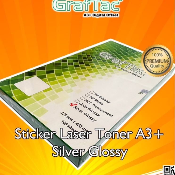 Graftac Sticker Vinyl Silver Gold Stiker Digital Print Laser Toner A3+