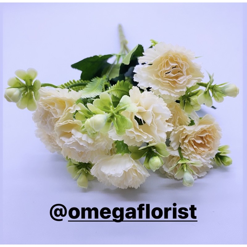 Anyelir X 10 Bunga Artificial/Bunga Plastik/Bunga Dekorasi/Dekorasi Pernikahan/Pernikahan-Putih