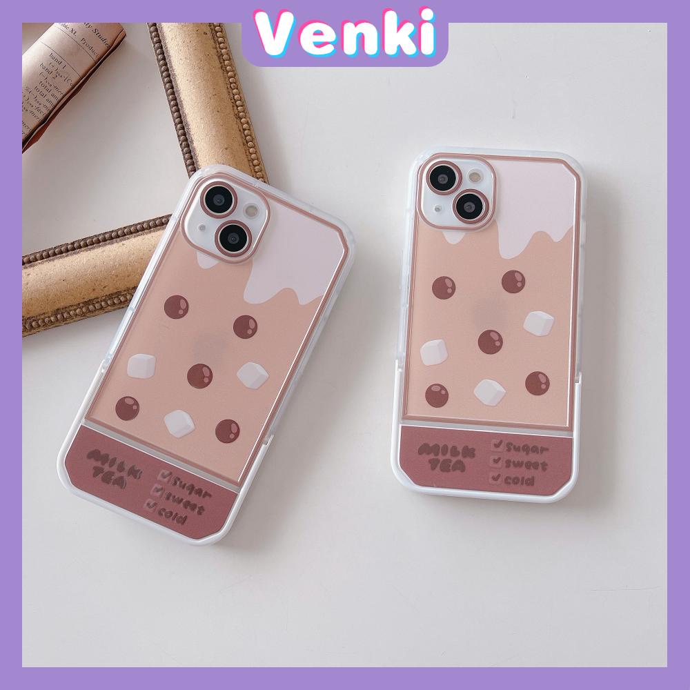 iPhone Case Acrylic Invisible Folding Stand Silicone Soft Case Shockproof Camera Cover Brown Pearl Milk Tea Compatible For iPhone 11 Pro Max 13 Pro Max 12 Pro Max 7Plus xr XS Max