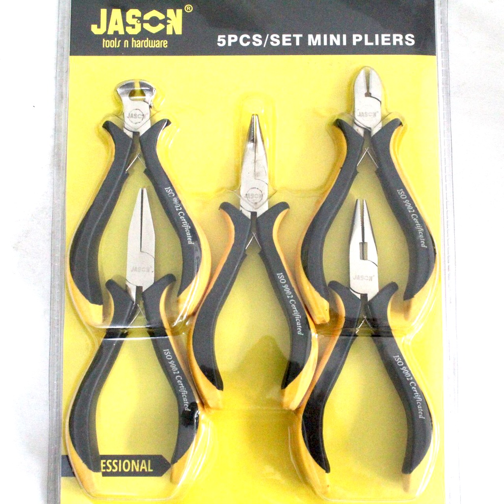 JASON 347-100 Tang Mini 4,5&quot; Set 5pcs / Mini Pliers Satin