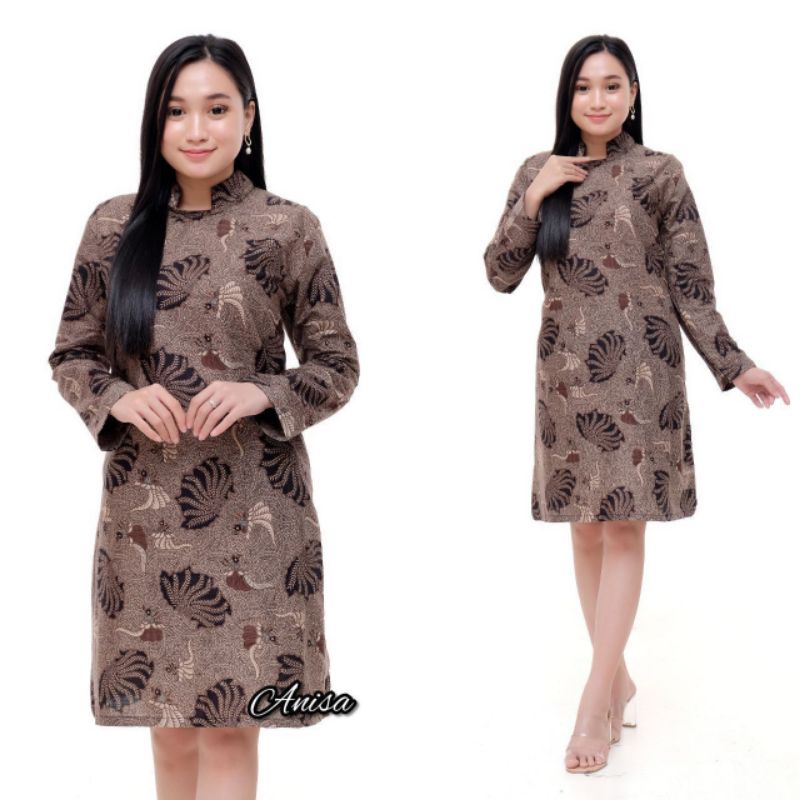 Batik Wanita - Atasan Batik Tunik Wanita Modern Kekinian Jumbo ld 120