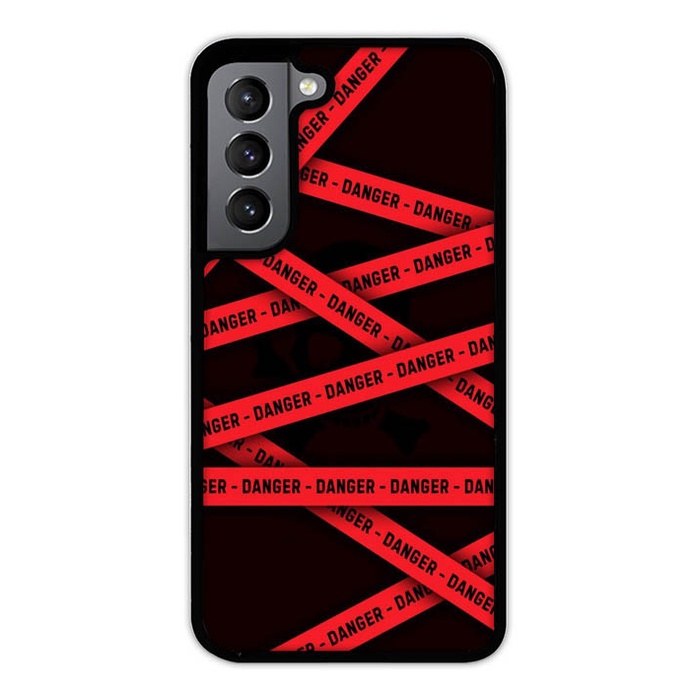 Casing Case Samsung Galaxy S22 S21 S20 Ultra, S22 S21 S20 S10 S9 Plus, S21 S20 FE Red Danger Tape X0