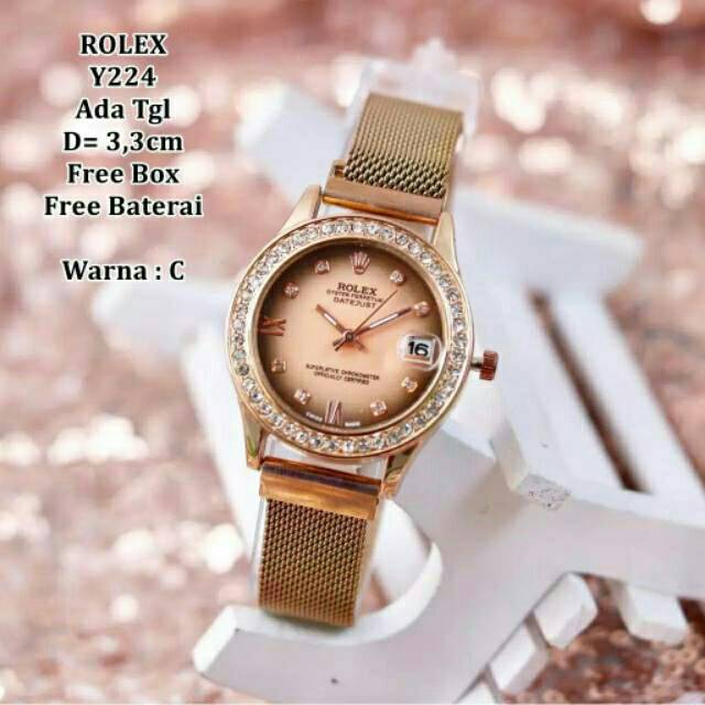 Jam Tangan Wanita Magnetik Rolex Romawi Tanggal Aktif