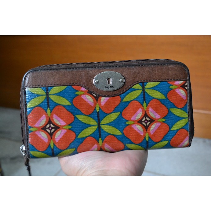 Dompet Fossil Keyper Cherry Long Wallet VGC