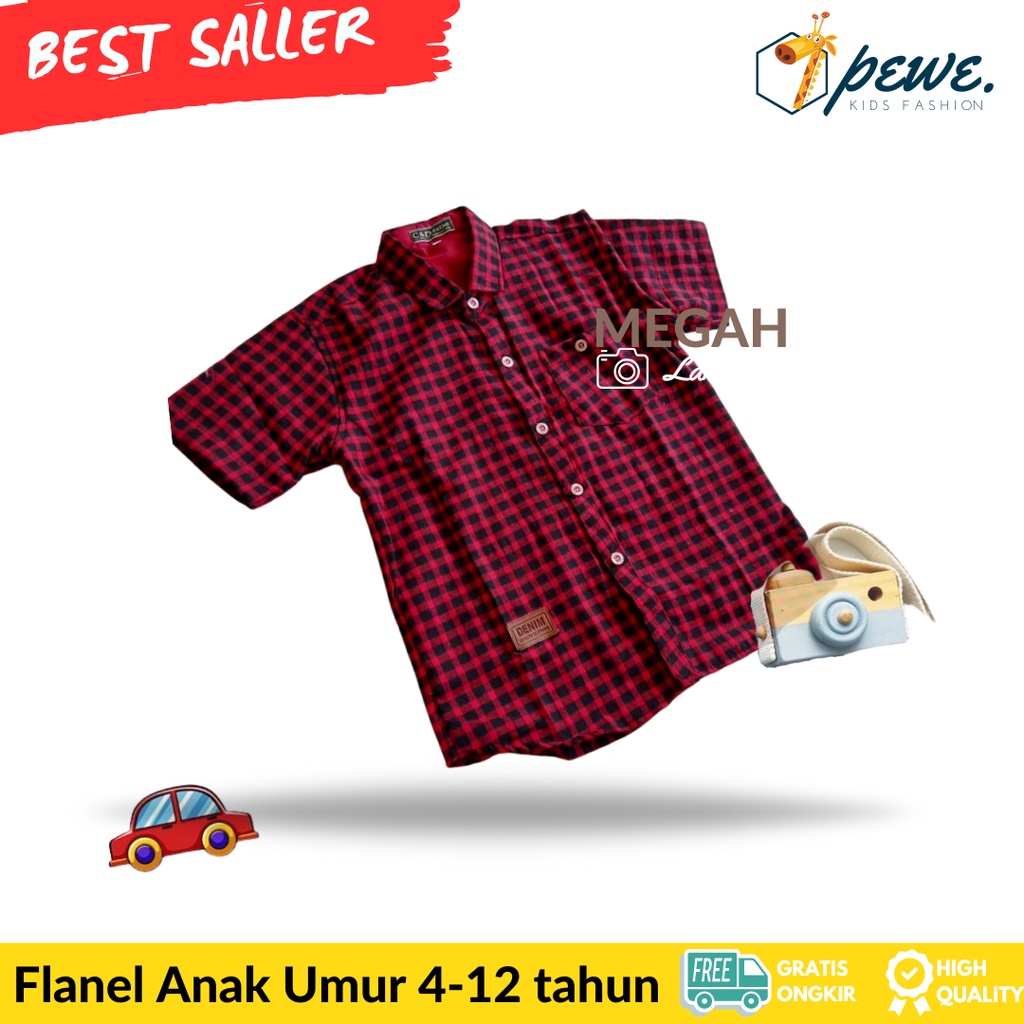 Setelan Kemeja Flanel Lengan Pendek- kemeja kotak Biru Merah putih Abu-abu / kemeja flanel anak laki laki / kemeja kotak anak laki laki / kemeja anak laki / Baju anak laki - Kemeja Anak Bahan Flanel Import TERLARIS - Kemeja flanel anak umur 2-12 tahun