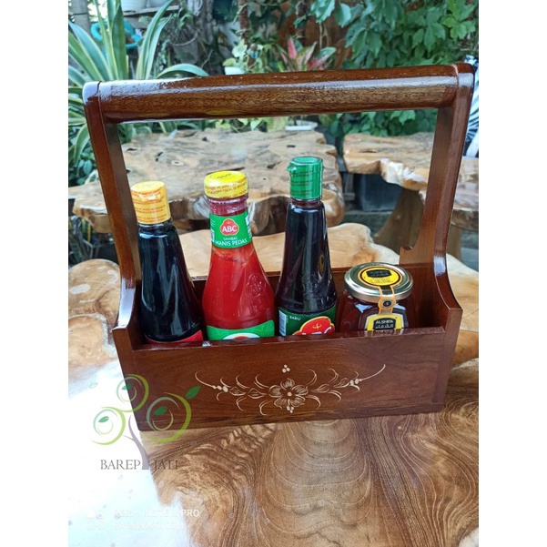 TEMPAT BUMBU DAPUR KERANJANG BUMBU KAYU JATI