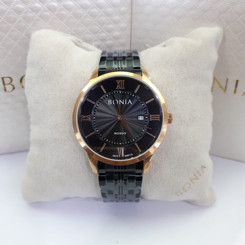 JAM TANGAN PRIA BONIA BNR172-1533 BLACK ROSEGOLD ORIGINAL